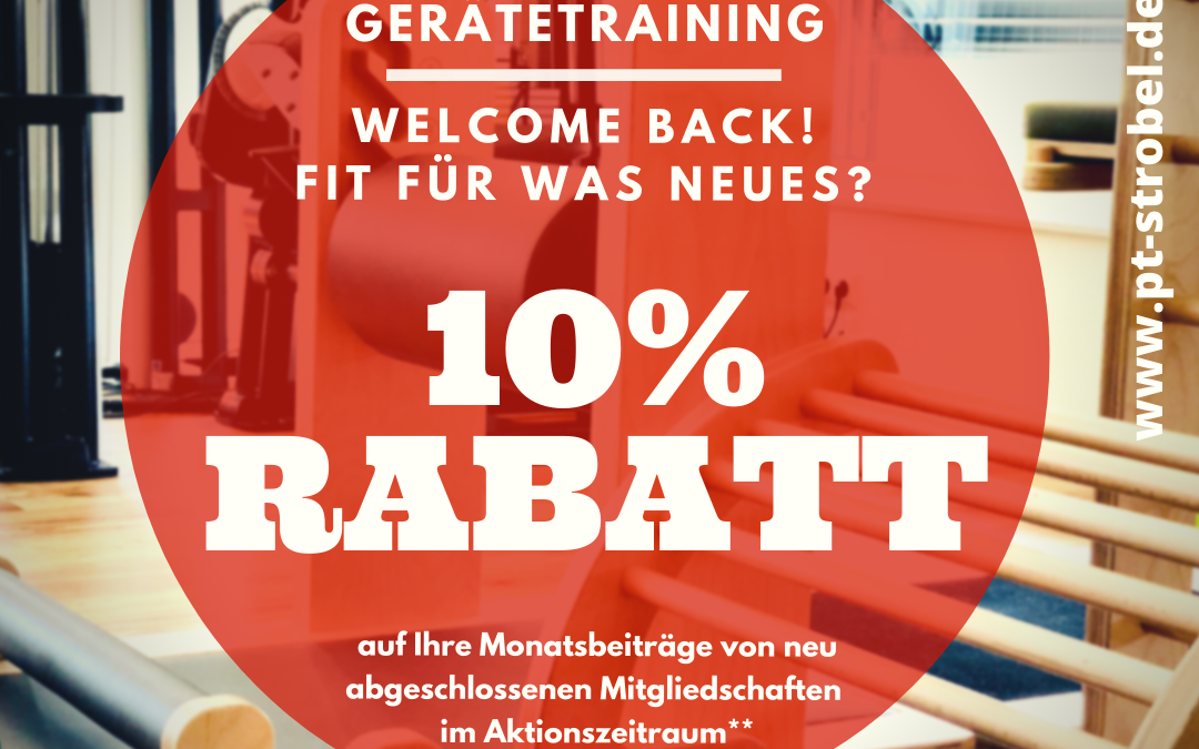 10% RABATT Gerätetraining –  Welcome Back!