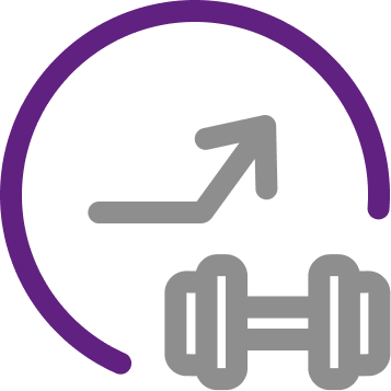 bewegung als medizin physiotherapie - icon pfeil, kreis und hantel